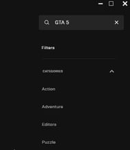 The search bar is available on the 'Home Screen' in the upper right corner of Epic Games launcher.
